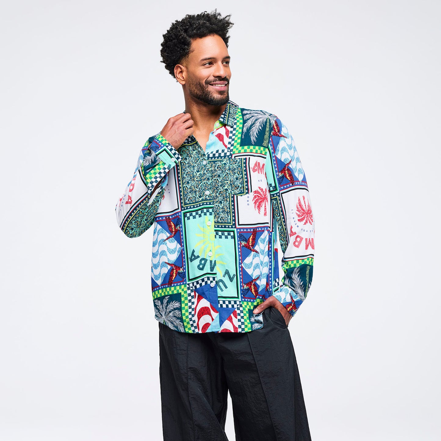 Latin Movement Long Sleeve Button Down Z1T001106