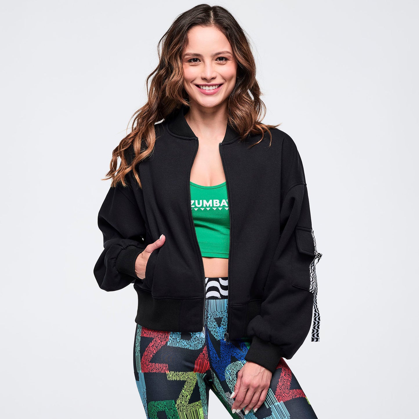 Latin Movement Drop Shoulder Zip-Up Jacket Z1T001107