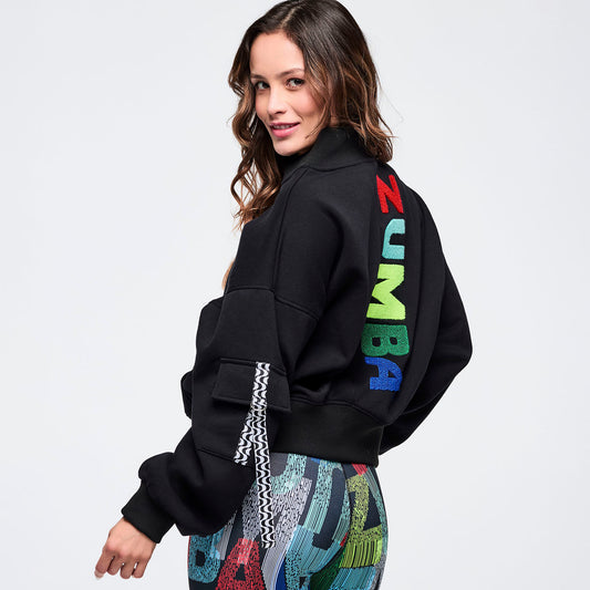 Latin Movement Drop Shoulder Zip-Up Jacket Z1T001107