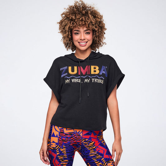 Wildbeat Short Sleeve Crop Pullover Hoodie Z1T001127