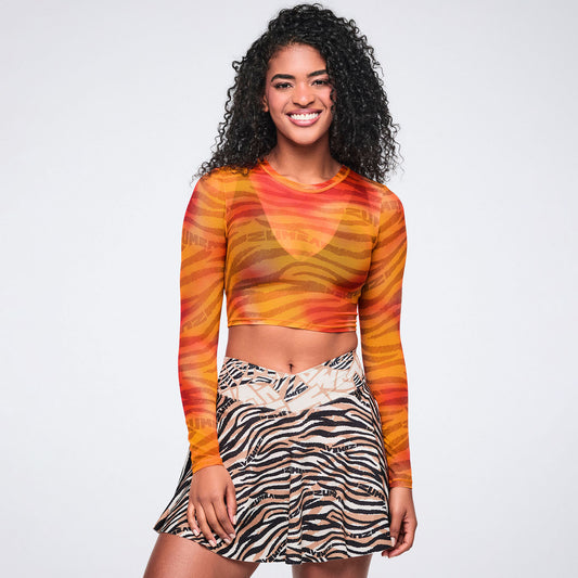 Wildbeat Long Sleeve Mesh Crop Top Z1T001128