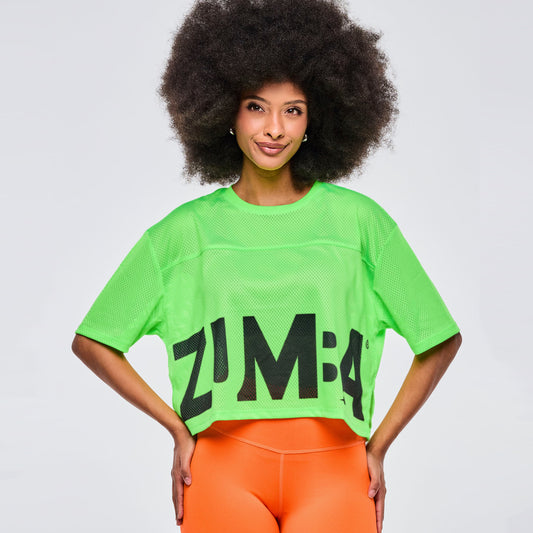 Neon Mesh Boxy Crop Top - Get In Lime