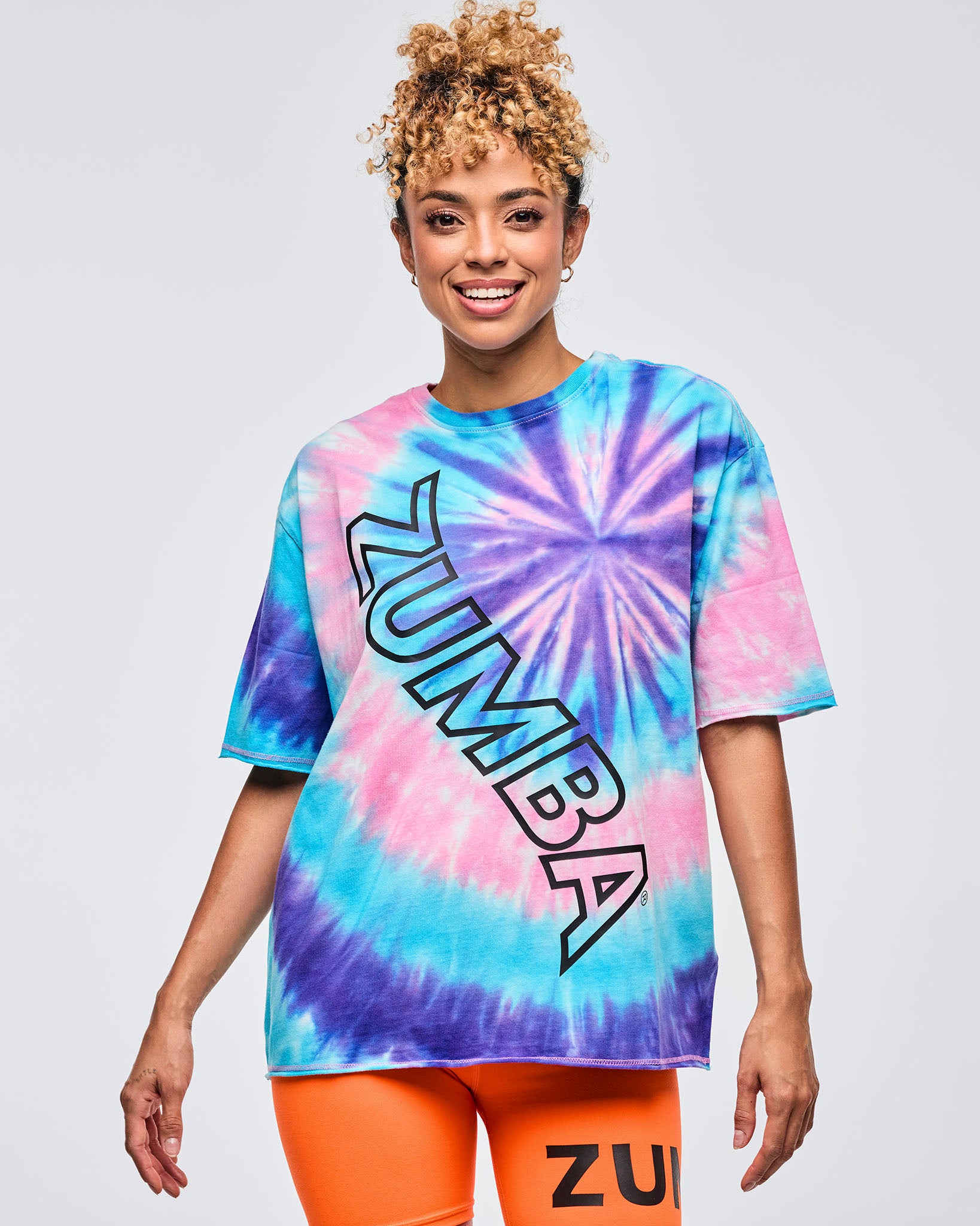zumba たいだい ネオン ピンク 水色 紫 完売 ズンバウェア ZUMBA ズンバ 正規品 ウェア メンズ Tシャツ 半袖 タイダイ