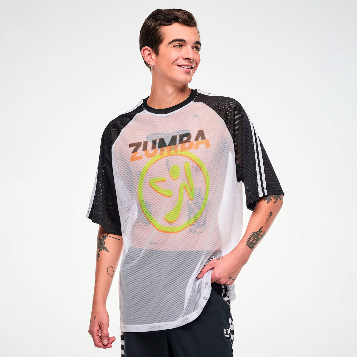 Electric Feel Oversized Mesh Raglan Top