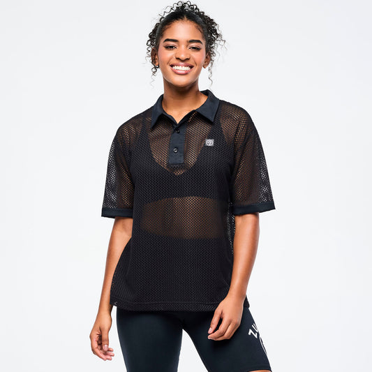 Zumba Basic Oversized Mesh Polo Z1T001251