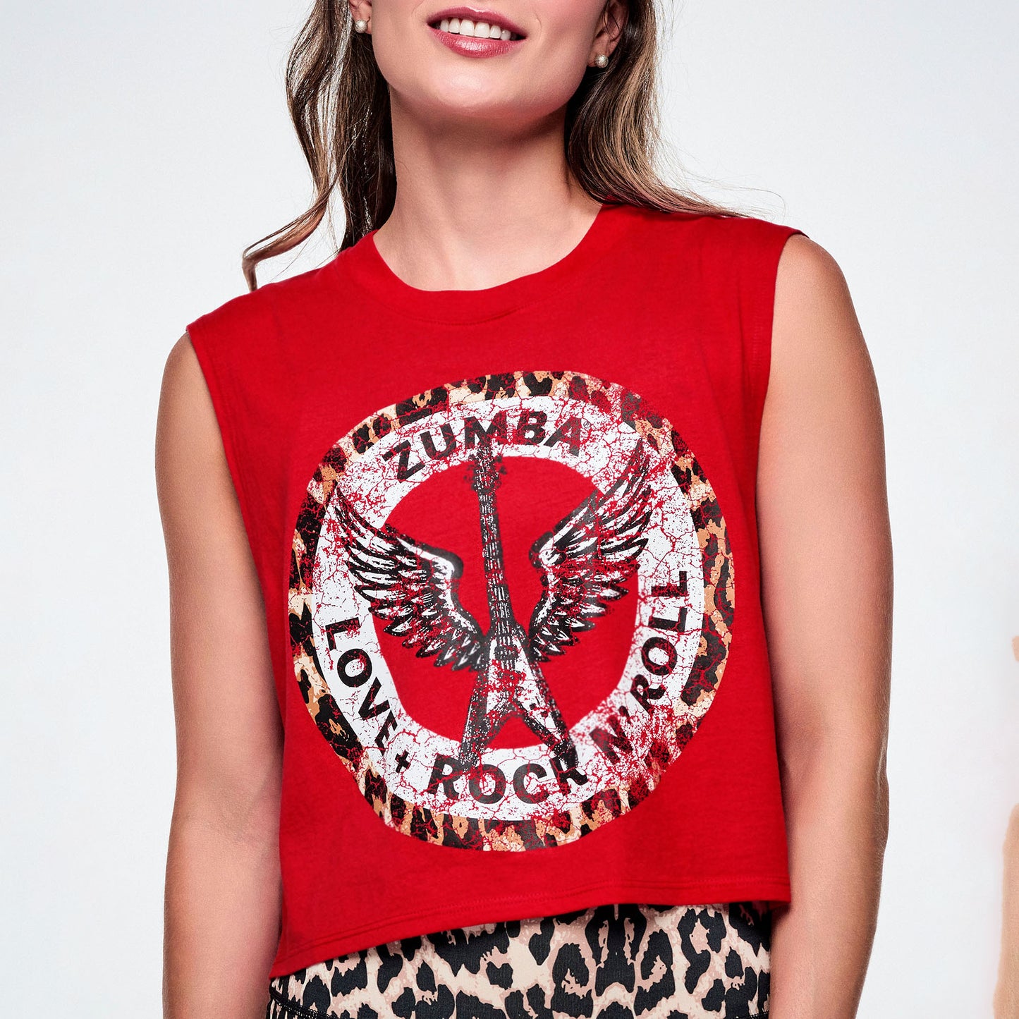 Rock 'n' Roll Crew Neck Muscle Crop Tank Z1T001286