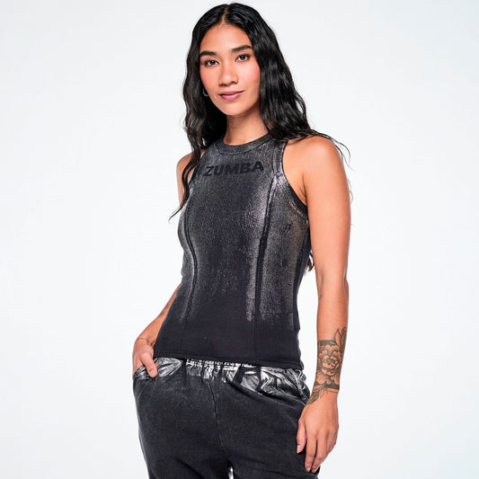 Rock 'n' Roll Fitted High Neck Rib Tank Z1T001288