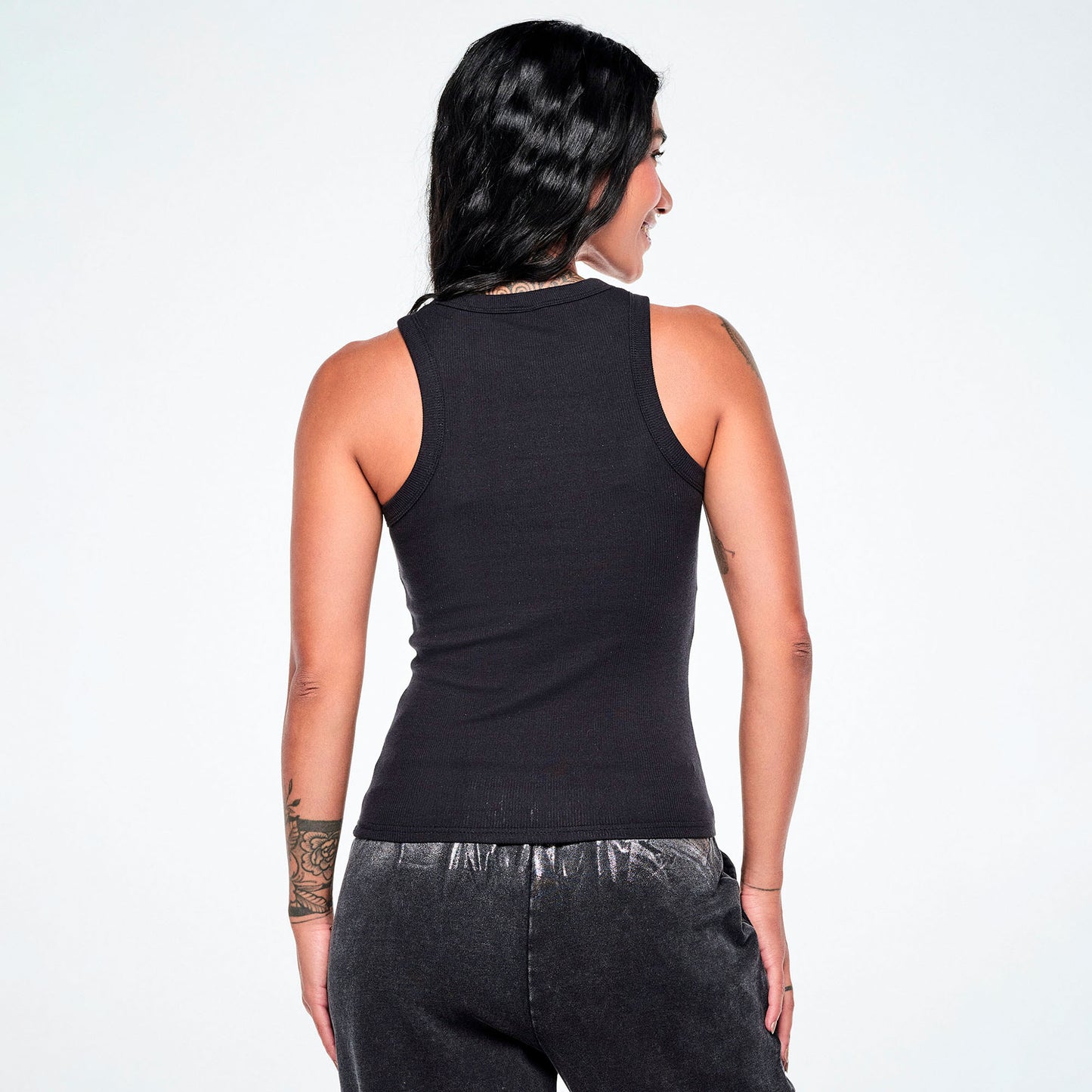 Rock 'n' Roll Fitted High Neck Rib Tank Z1T001288