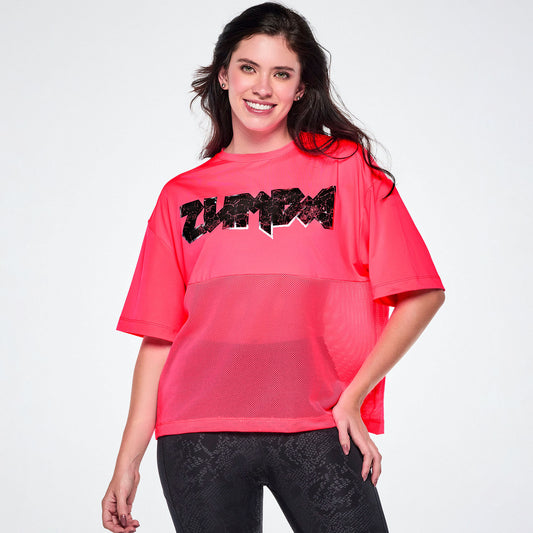 Rock 'n' Roll Boxy Top With Mesh Bottom Panels Z1T001293