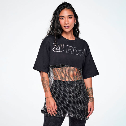 Rock 'n' Roll Oversized Long Mesh Top Z1T001300
