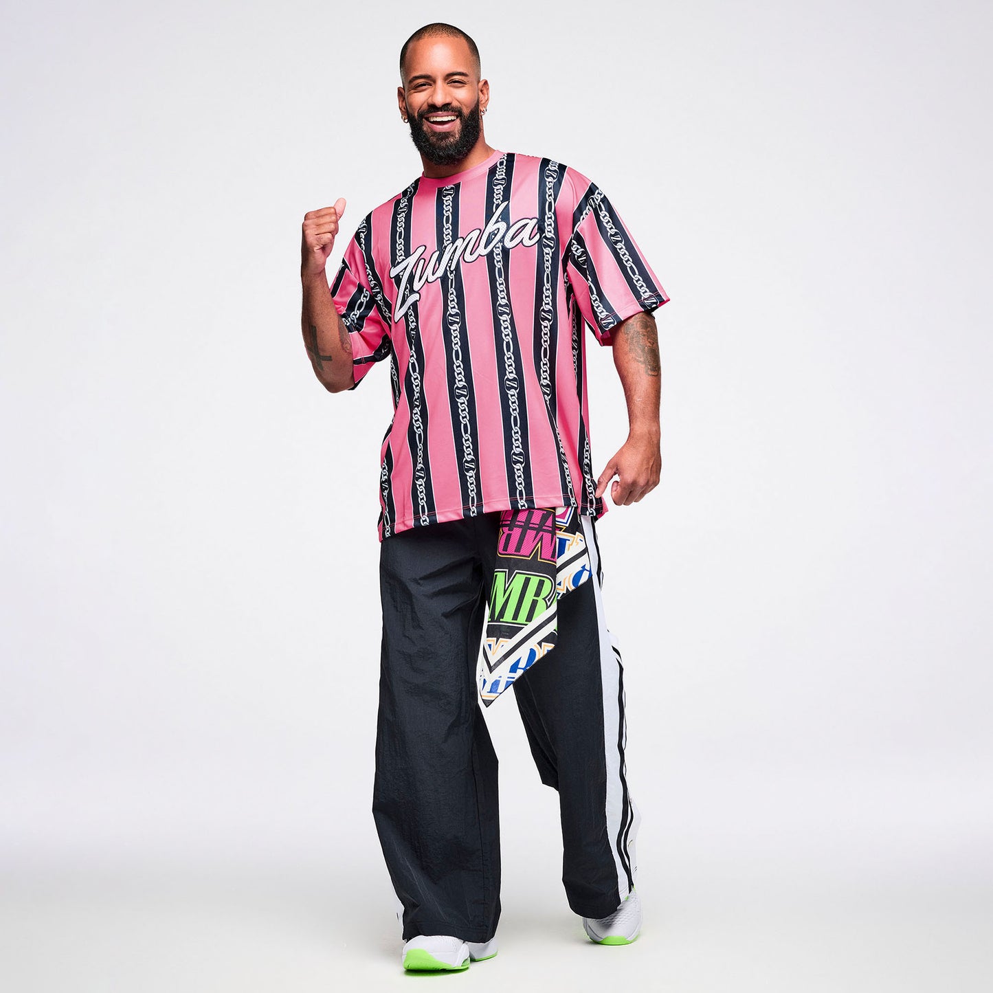 Dale-Z Oversized Drop Shoulder Tee - Pink/Black Z1T001319