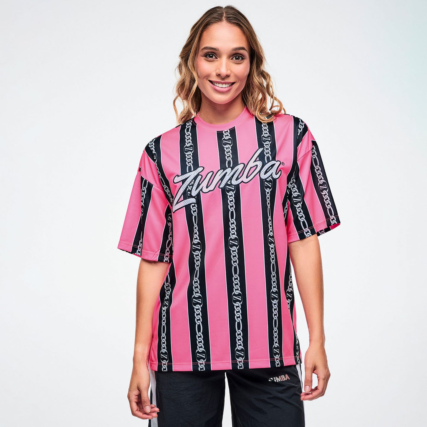 Dale-Z Oversized Drop Shoulder Tee - Pink/Black Z1T001319