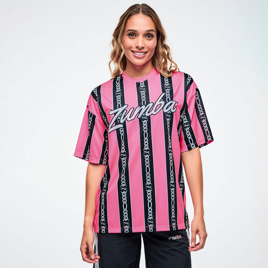Dale-Z Oversized Drop Shoulder Tee - Pink/Black Z1T001319