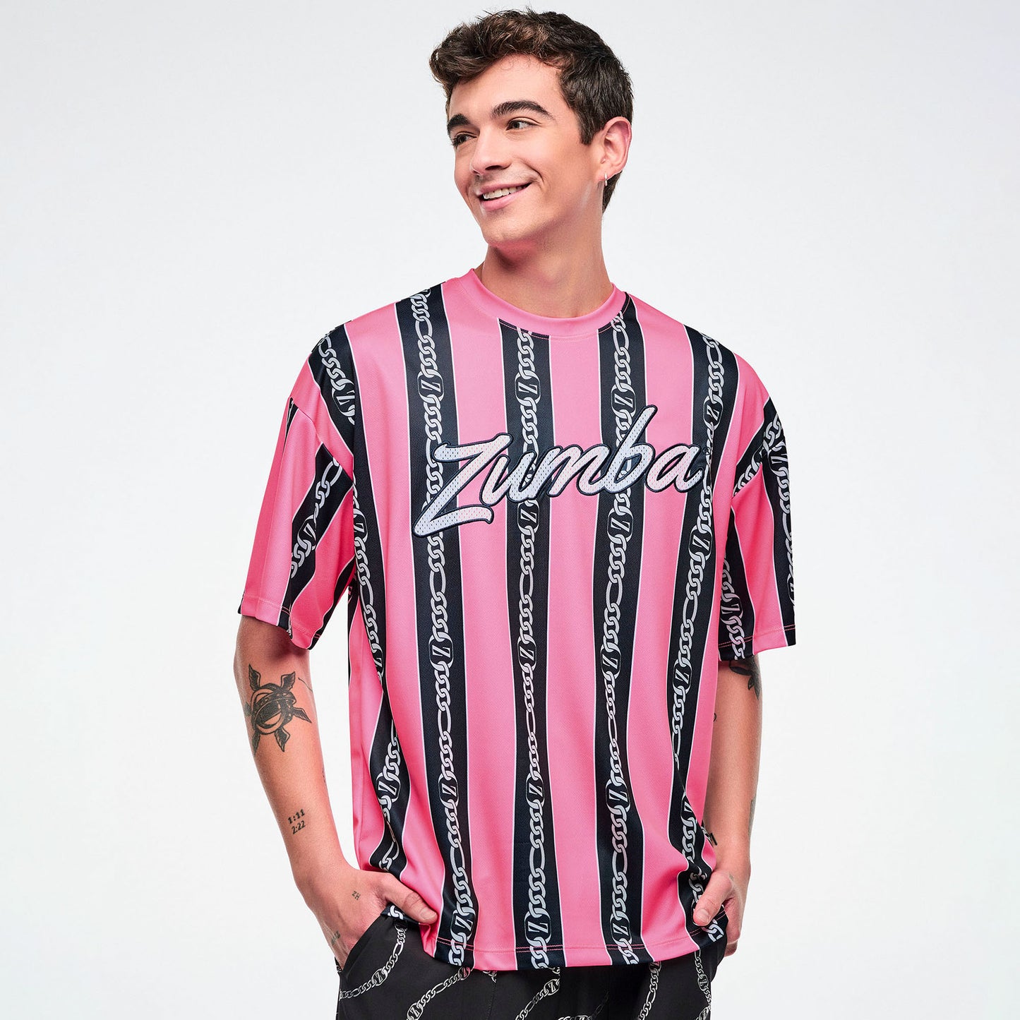 Dale-Z Oversized Drop Shoulder Tee - Pink/Black Z1T001319