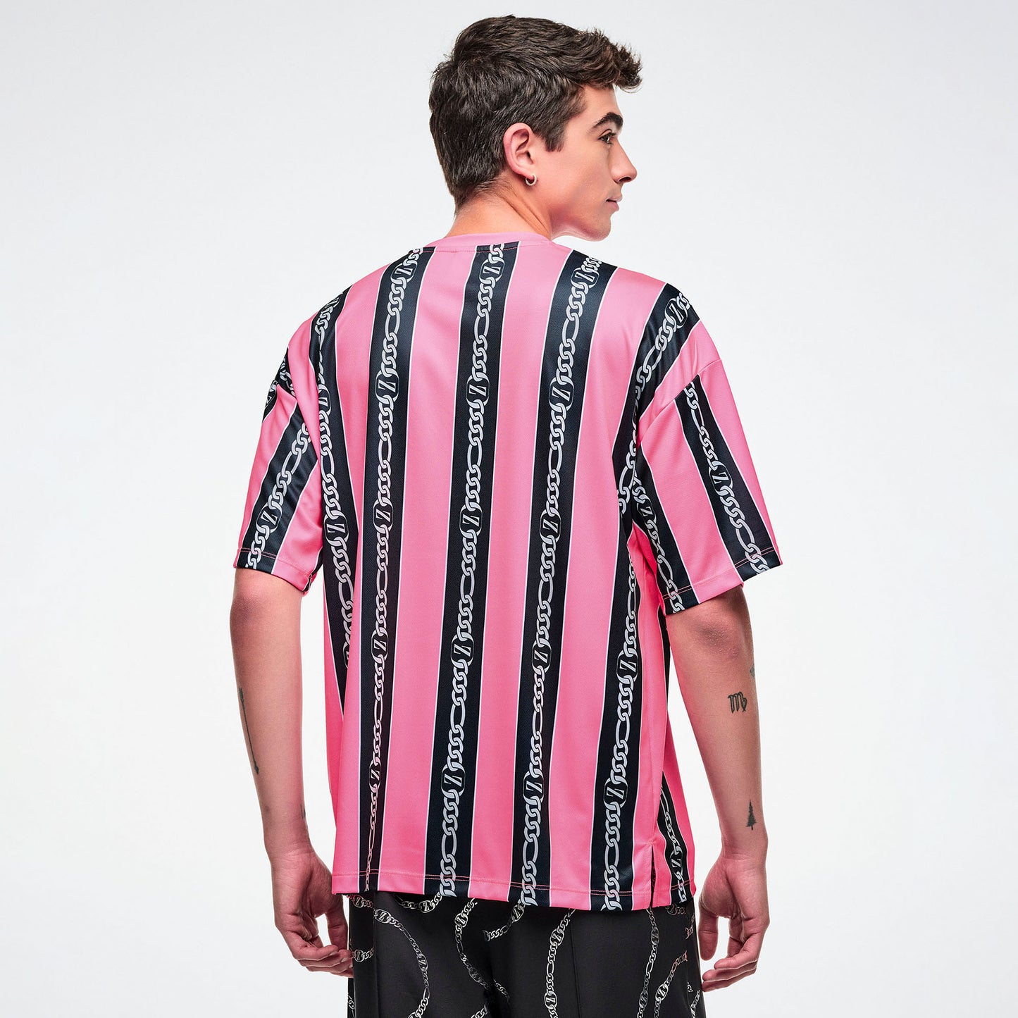 Dale-Z Oversized Drop Shoulder Tee - Pink/Black Z1T001319