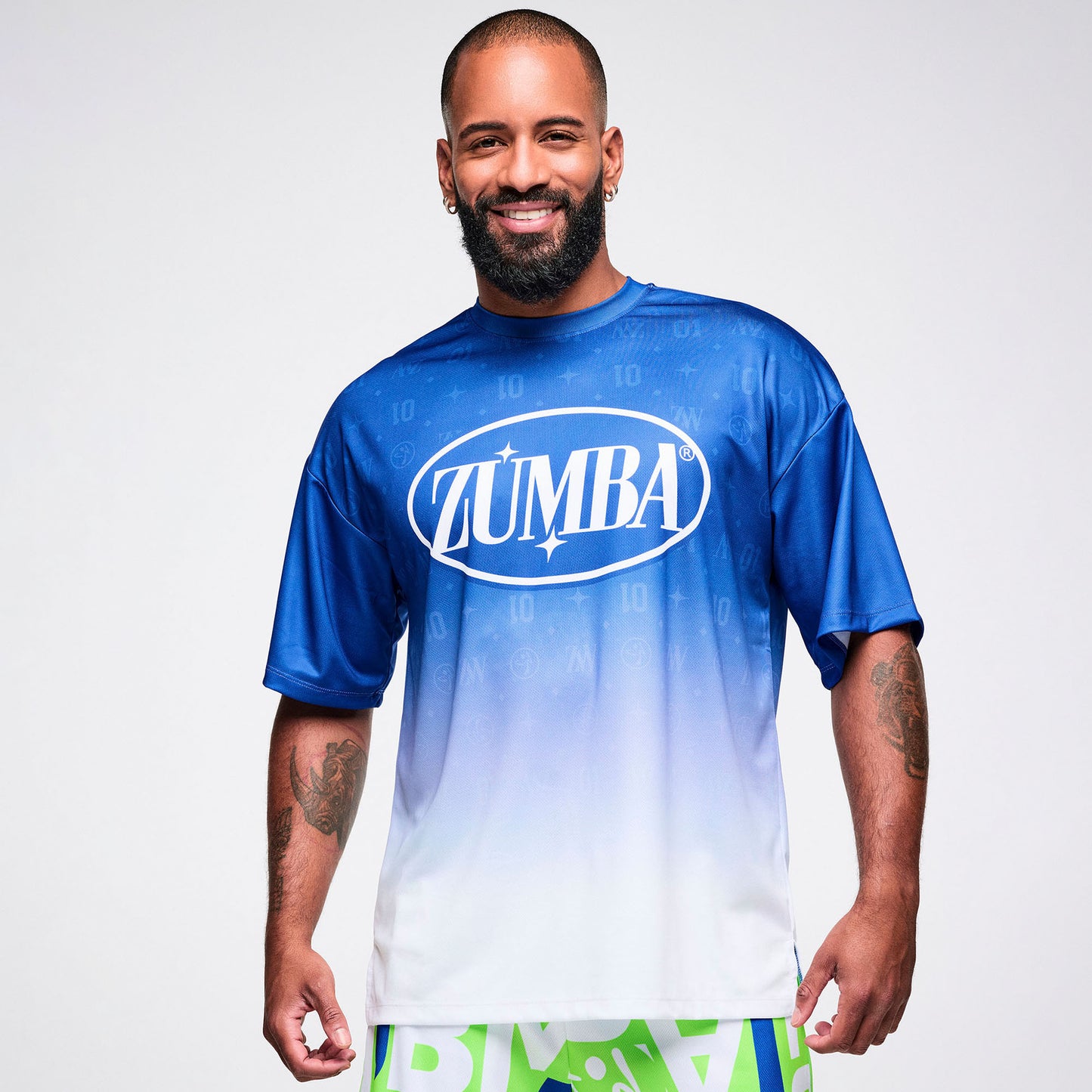 Dale-Z Oversized Drop Shoulder Tee -Blue/White Z1T001321