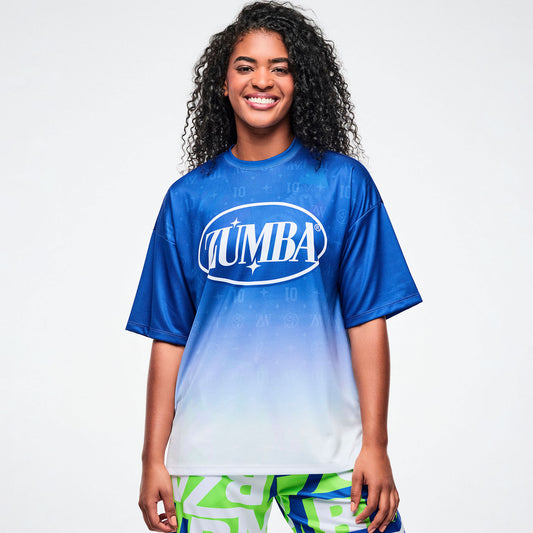 Dale-Z Oversized Drop Shoulder Tee -Blue/White Z1T001321