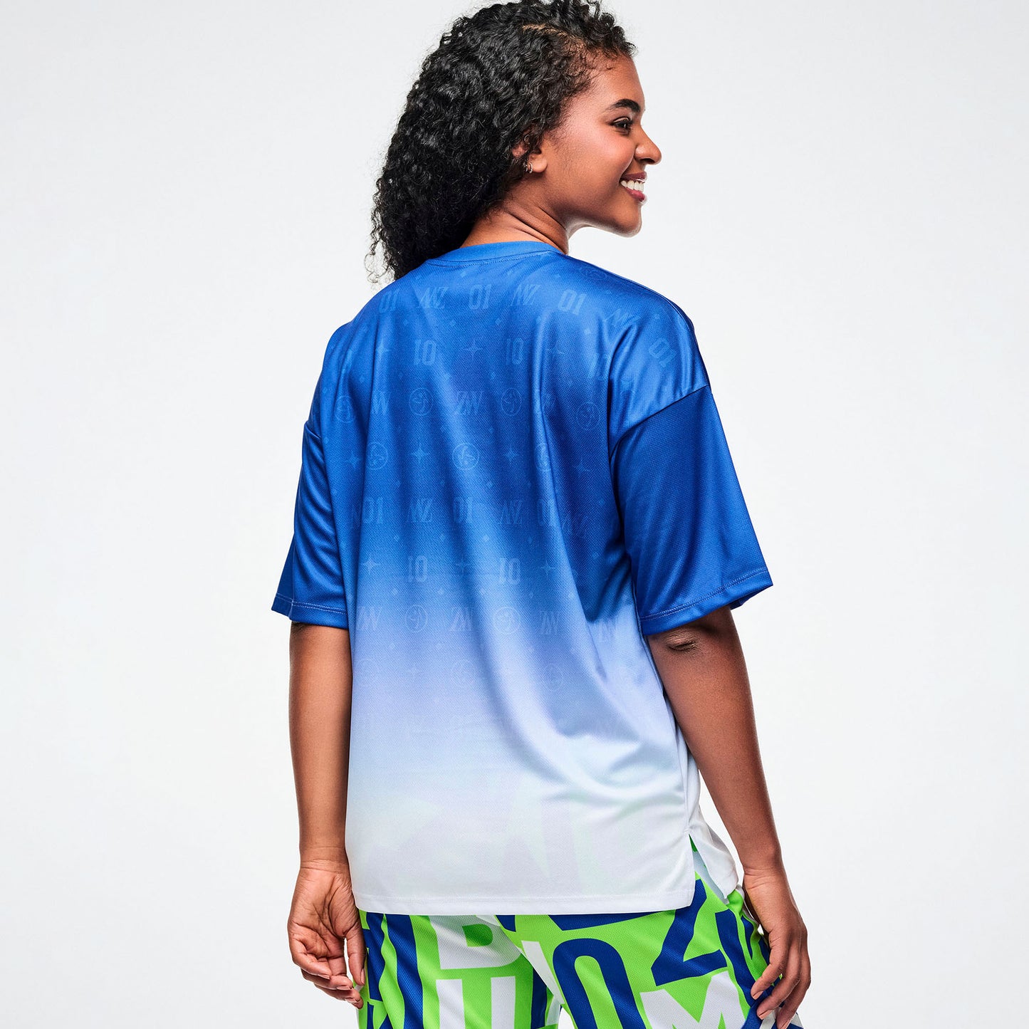 Dale-Z Oversized Drop Shoulder Tee -Blue/White Z1T001321