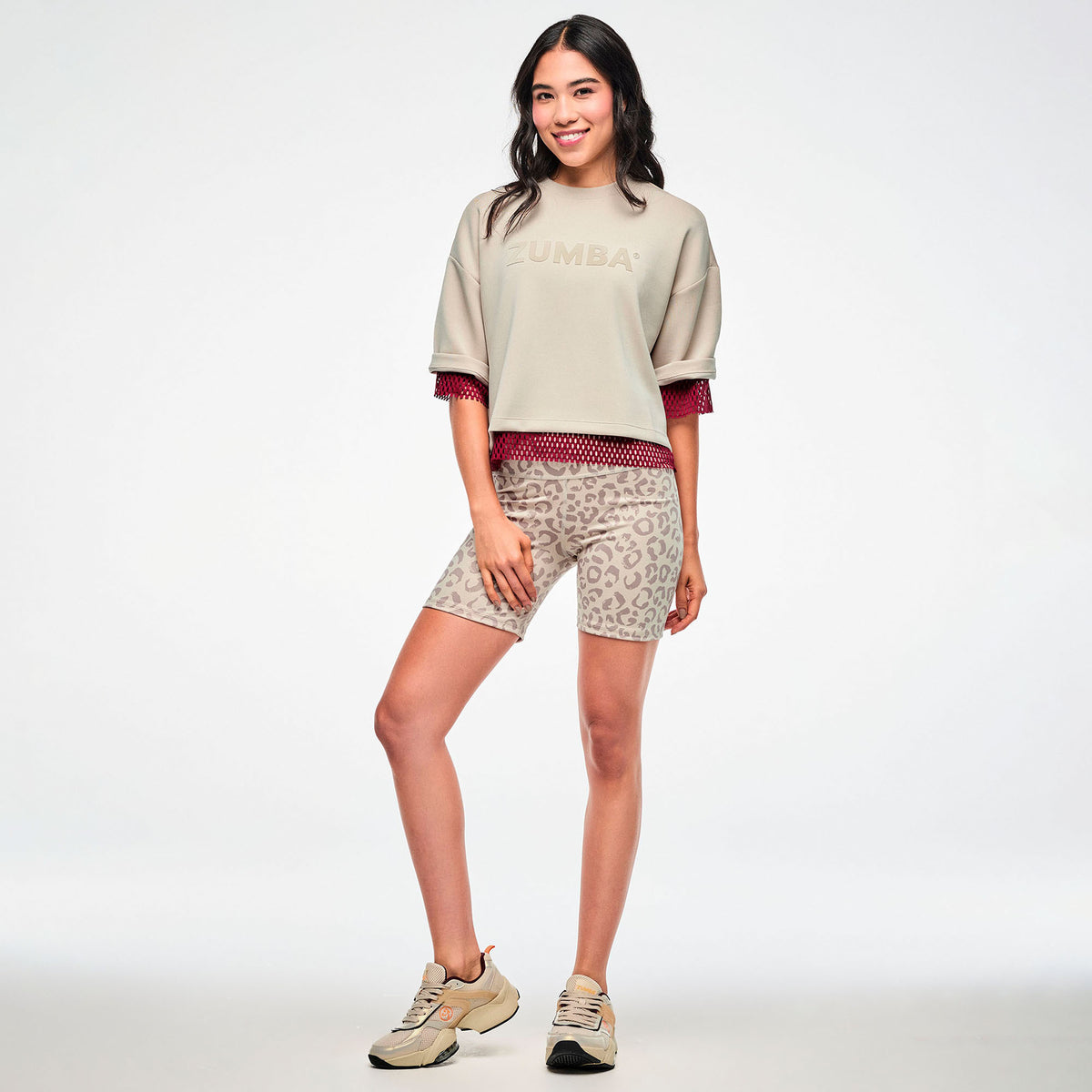 Zumba Modal Drop Shoulder Top - Beige
