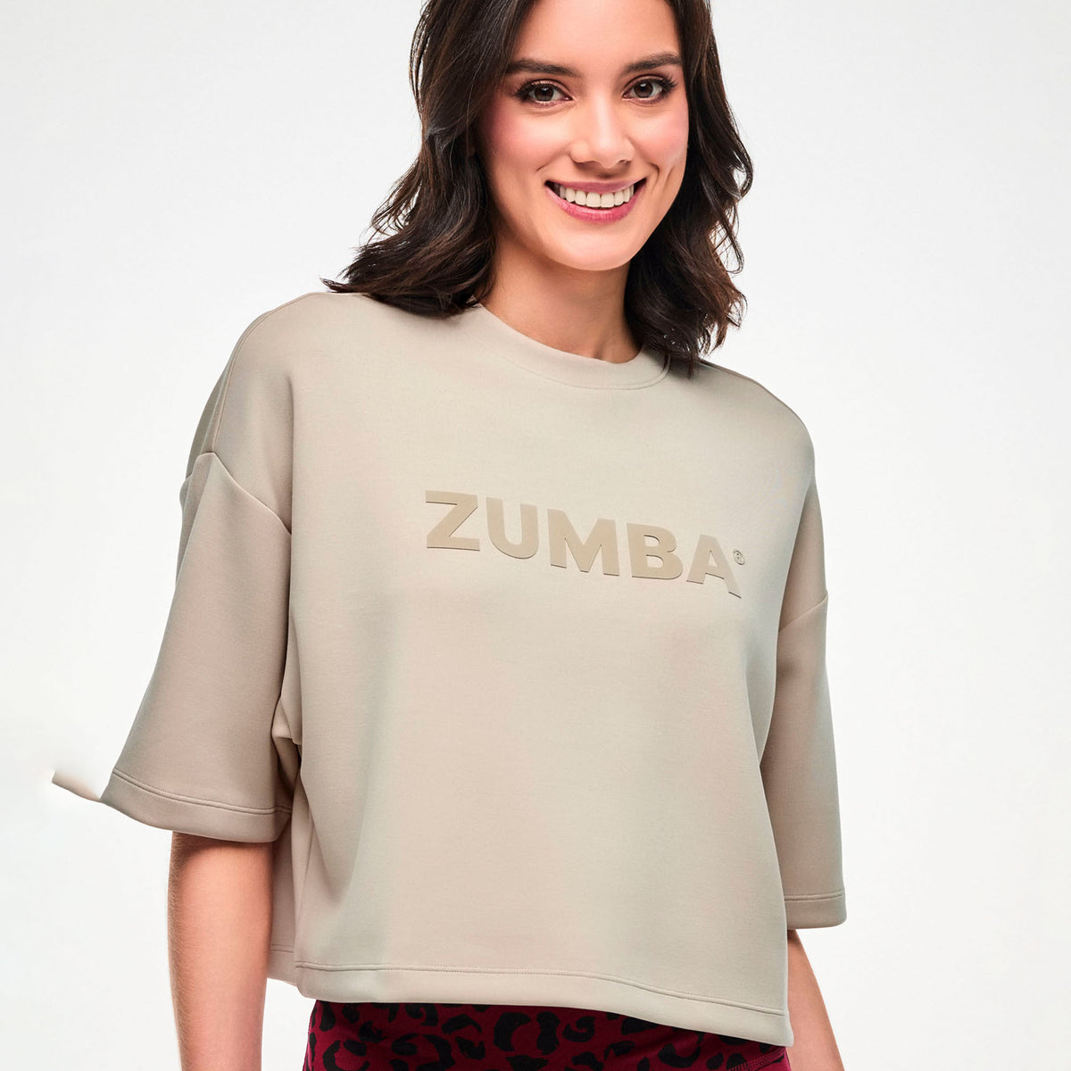 Zumba Modal Drop Shoulder Top - Beige