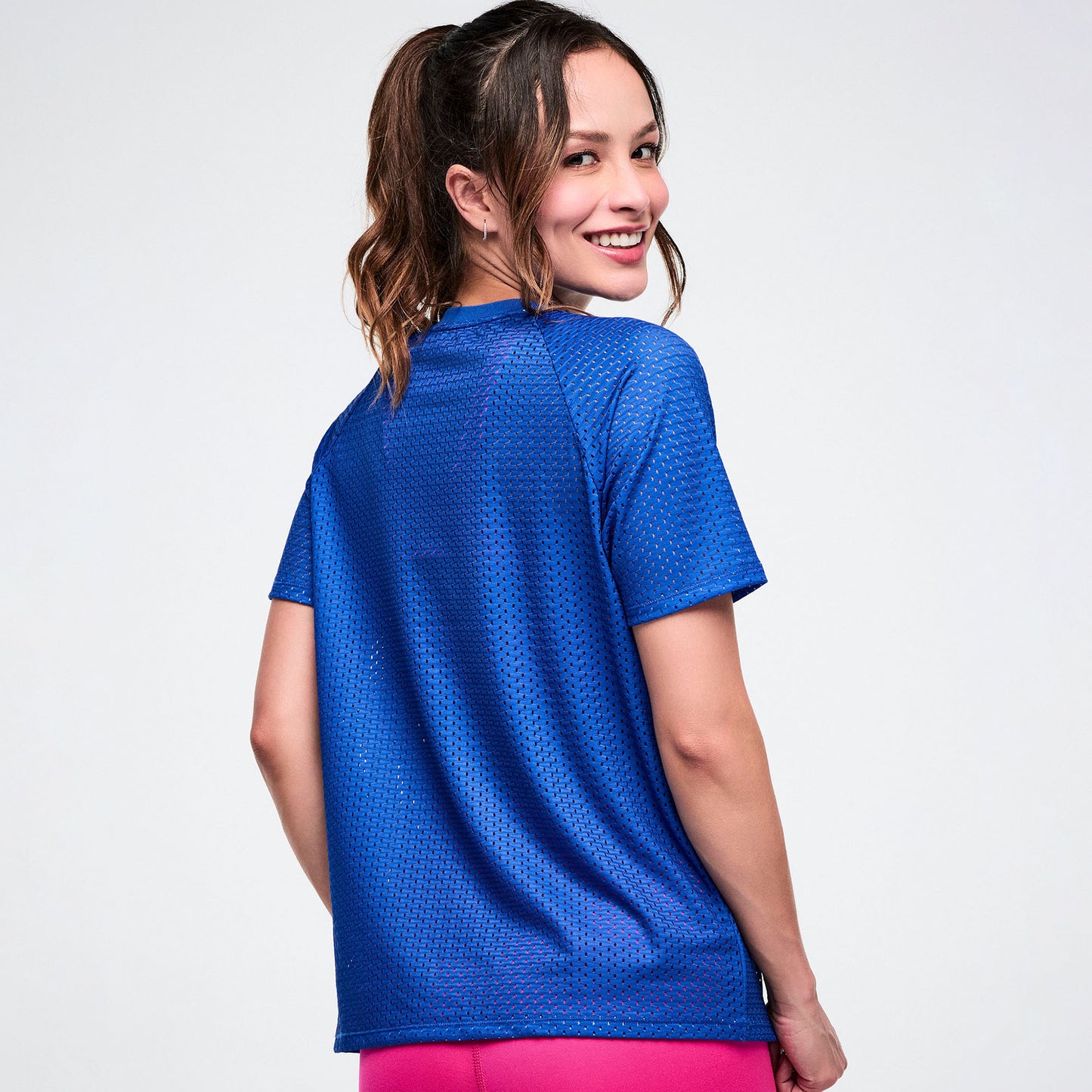 Colour Spree Mesh Crew Neck Raglan Sleeve Top Z1T001339