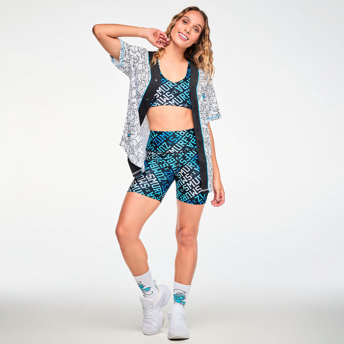 Zumba X The Smurfs Baseball Button Up