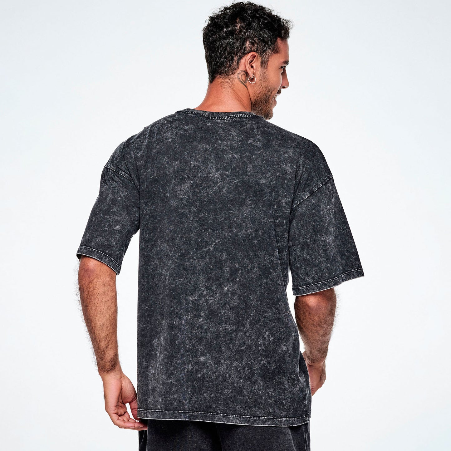 Rock 'n' Roll Oversized Drop Shoulder Tee - Black Z1T001367