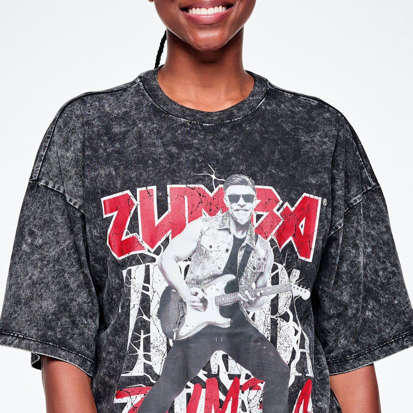Rock 'n' Roll Oversized Drop Shoulder Tee - Black Z1T001367