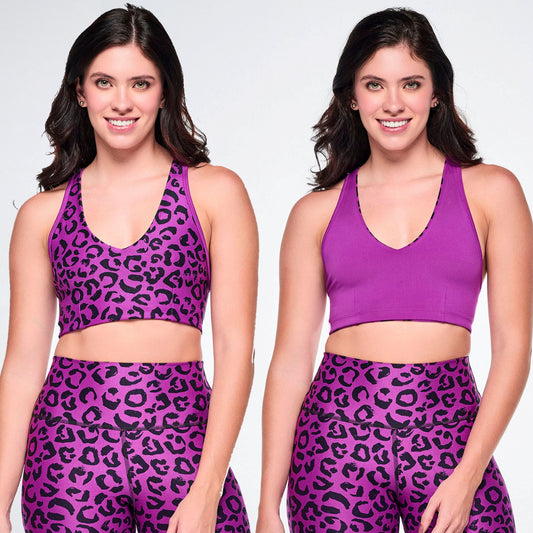 Ultrabright Reversible Racerback V-Bra - Purple/Black