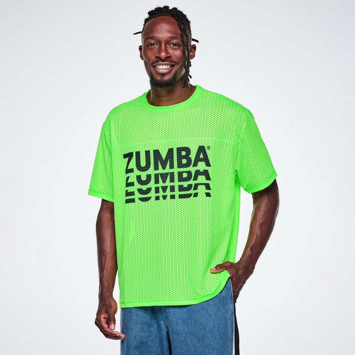 Ultrabright Mesh Boxy Top With Side Slits  - Get In Lime