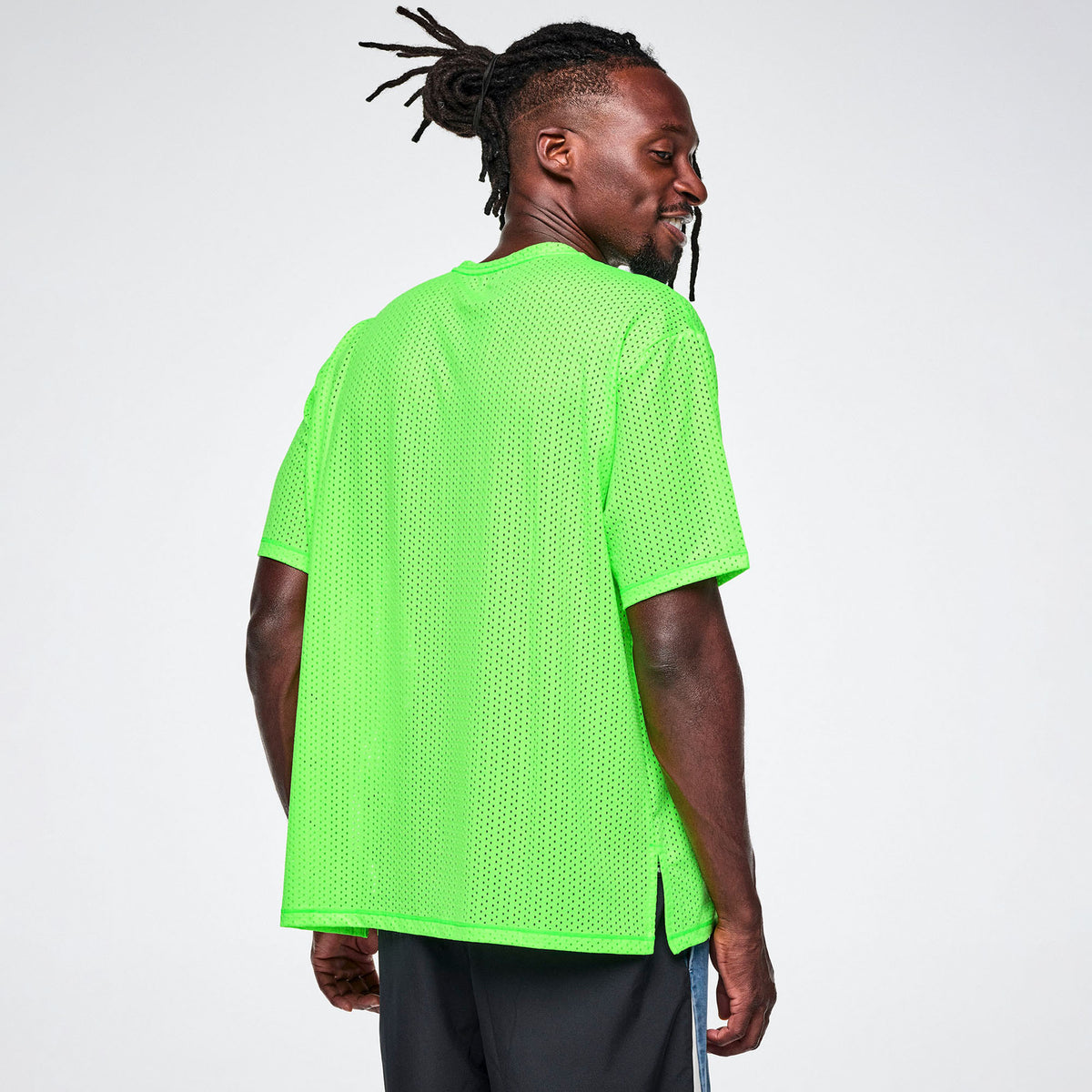 Ultrabright Mesh Boxy Top With Side Slits  - Get In Lime