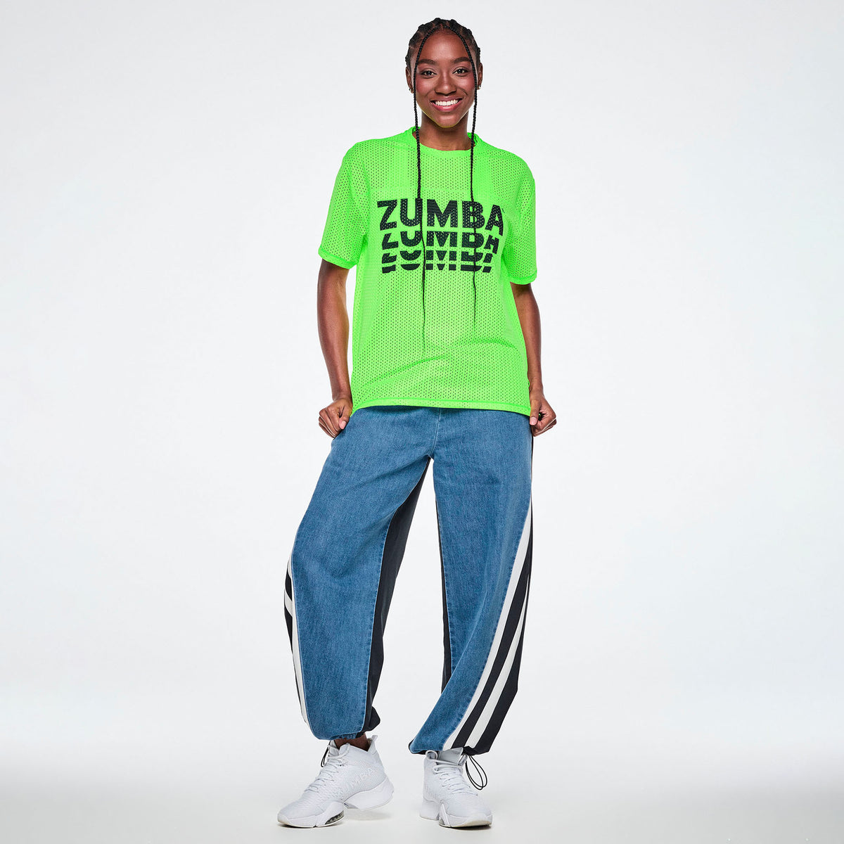 Ultrabright Mesh Boxy Top With Side Slits  - Get In Lime