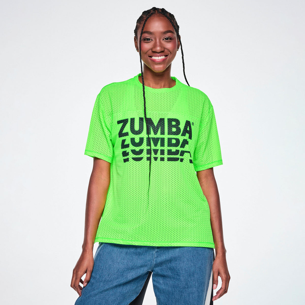 Ultrabright Mesh Boxy Top With Side Slits  - Get In Lime