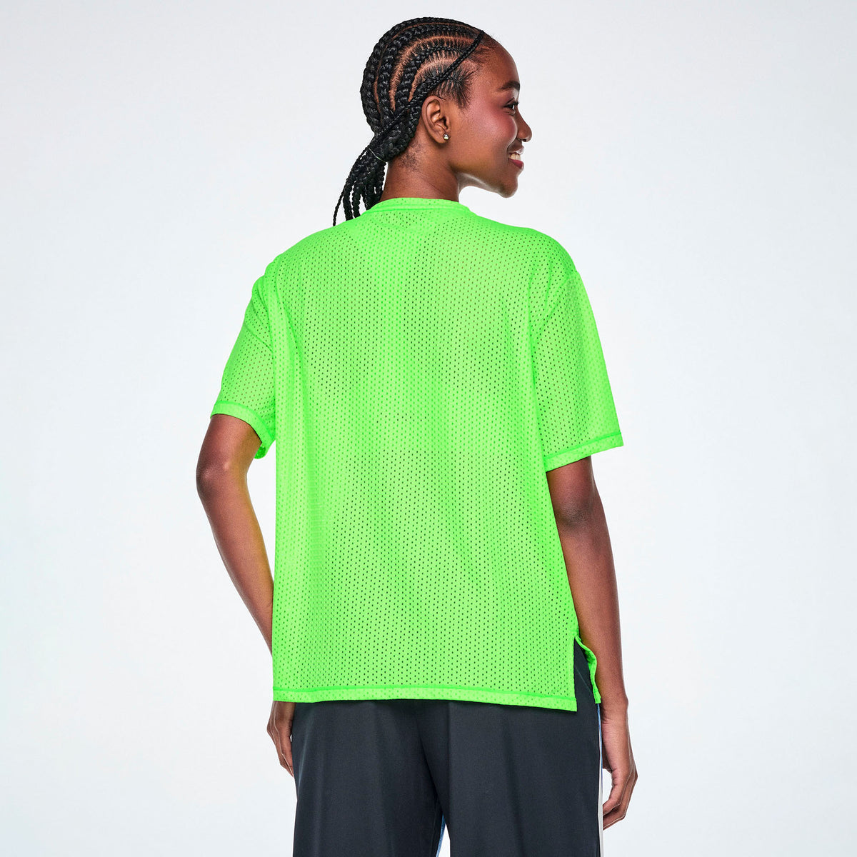 Ultrabright Mesh Boxy Top With Side Slits  - Get In Lime