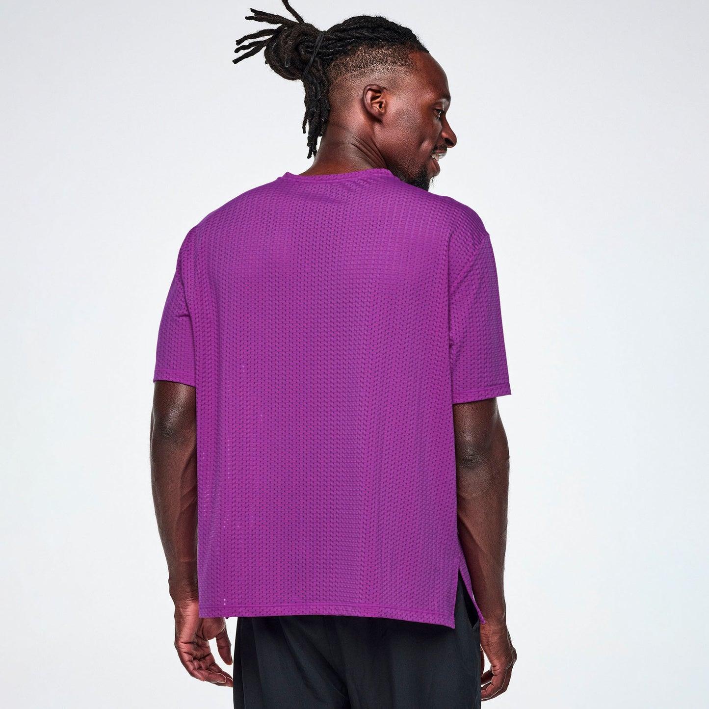 Ultrabright Mesh Boxy Top With Side Slits  - Purple Power