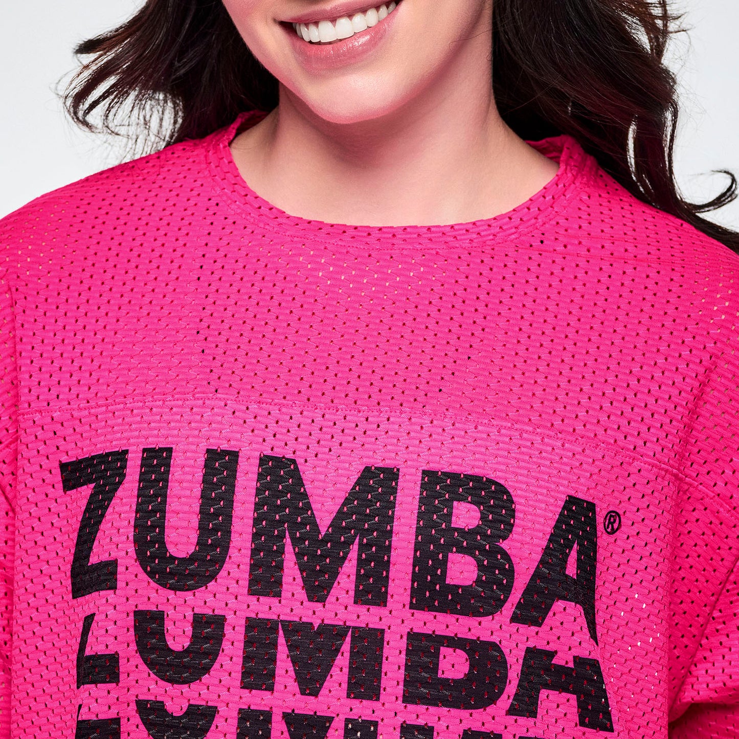 Ultrabright Mesh Boxy Top With Side Slits - Shocking Pink