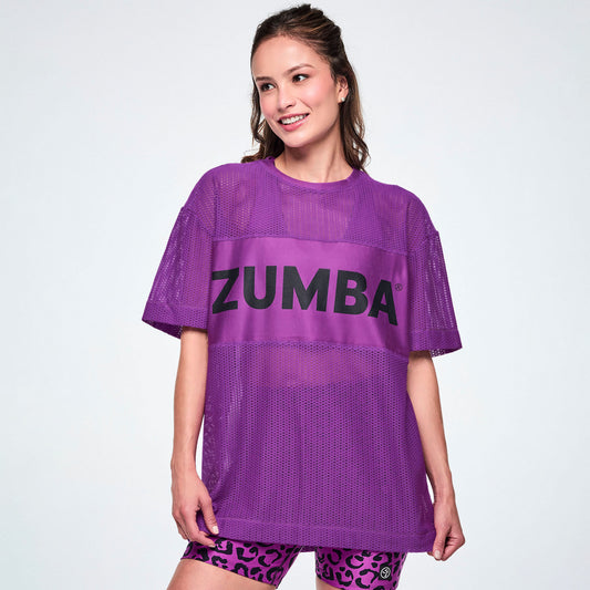 Ultrabright Mesh Boxy Top  - Purple Power