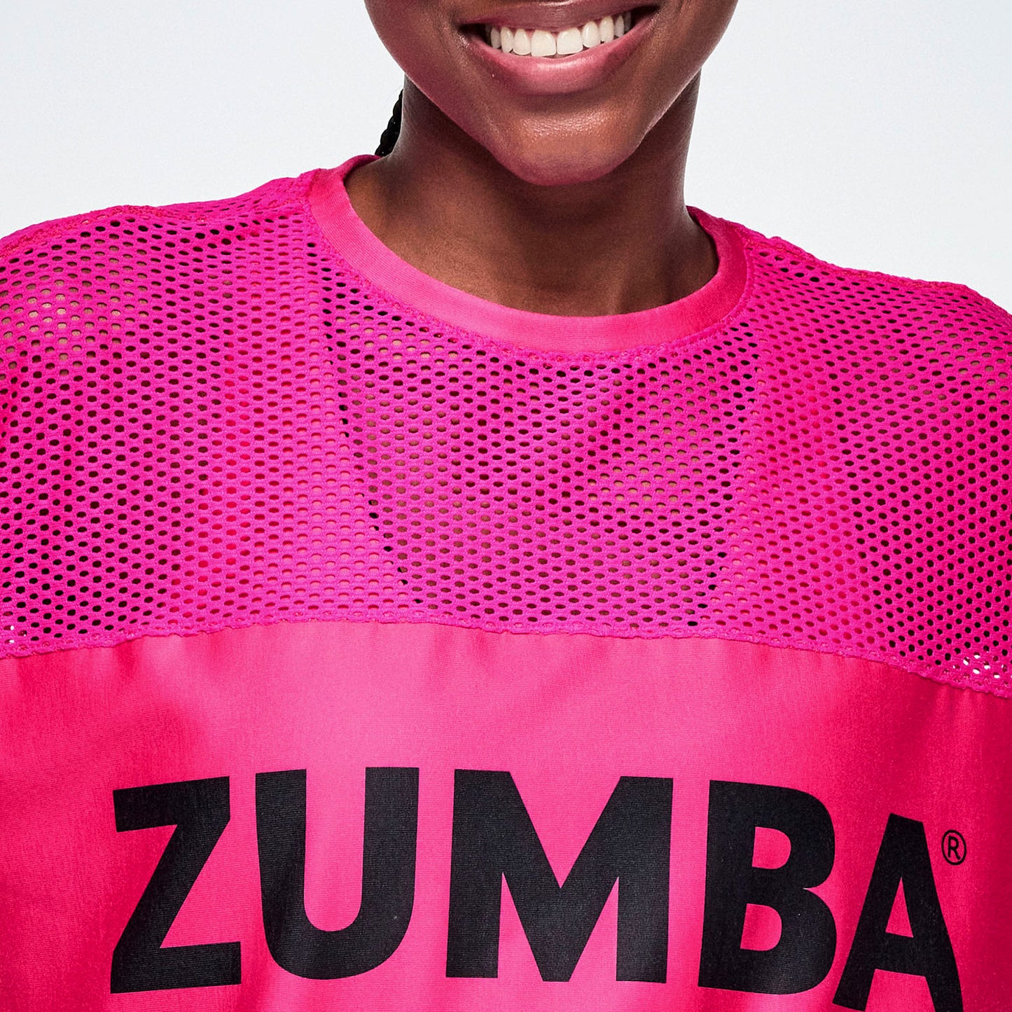 Ultrabright Mesh Boxy Top  - Shocking Pink