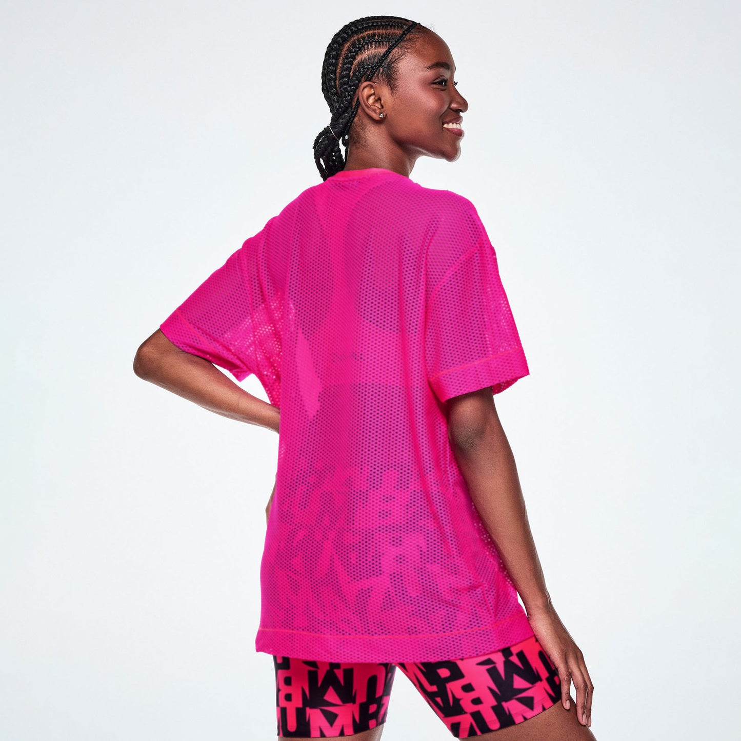 Ultrabright Mesh Boxy Top  - Shocking Pink