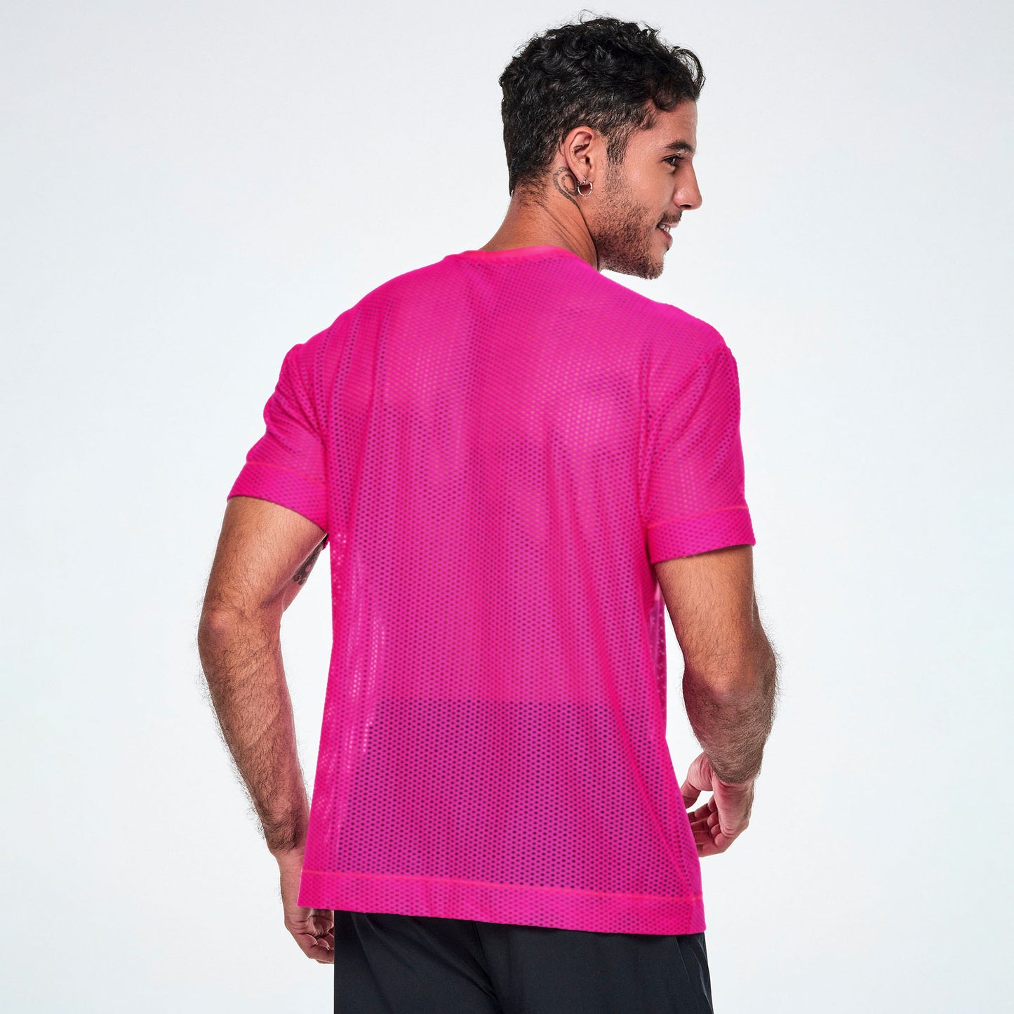 Ultrabright Mesh Boxy Top  - Shocking Pink