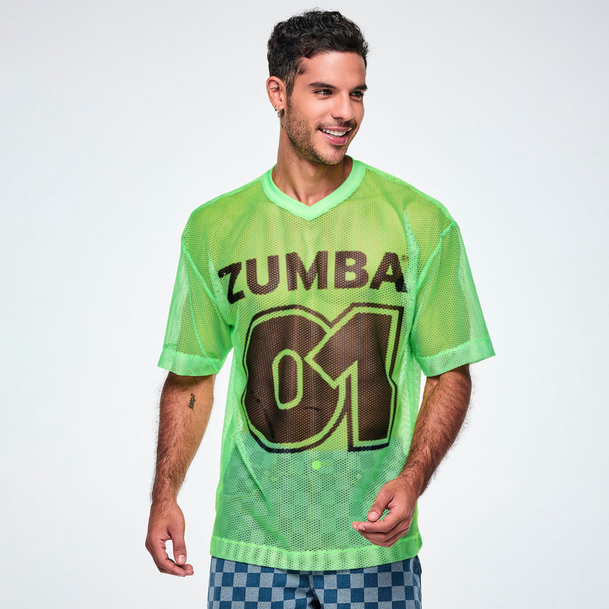 Ultrabright Oversized Mesh V-Neck Top - Get In Lime