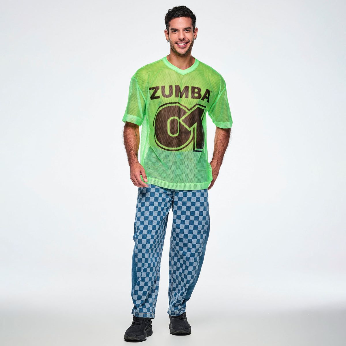 Ultrabright Oversized Mesh V-Neck Top - Get In Lime