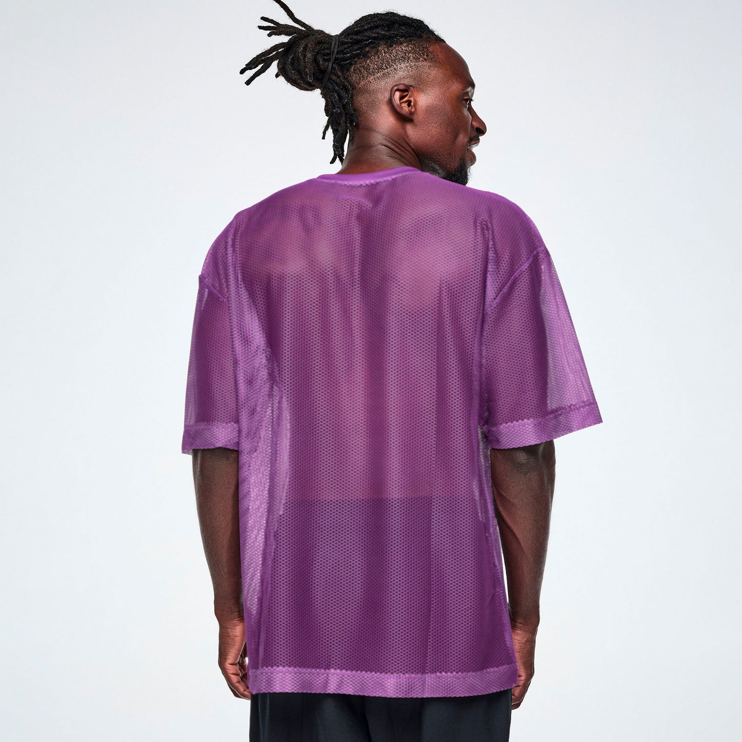 Ultrabright Oversized Mesh V-Neck Top - Purple Power