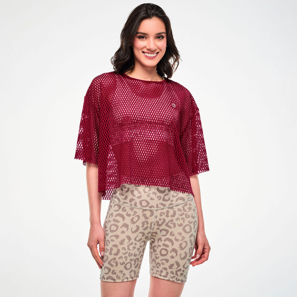 Zumba Mesh Crop Top - Brick Red