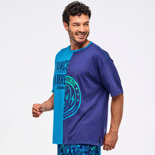 Zumba Libre Men's Oversized Two-Tone Crew Neck Tee