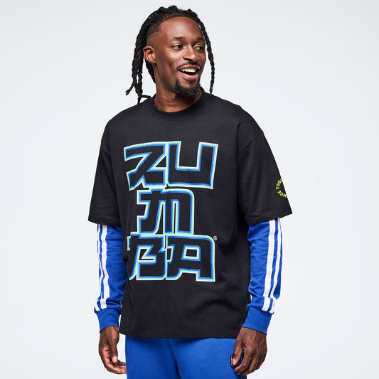 Eastern Flavor Men's Oversized Crew Neck Tee - Bold Black Z2T000117