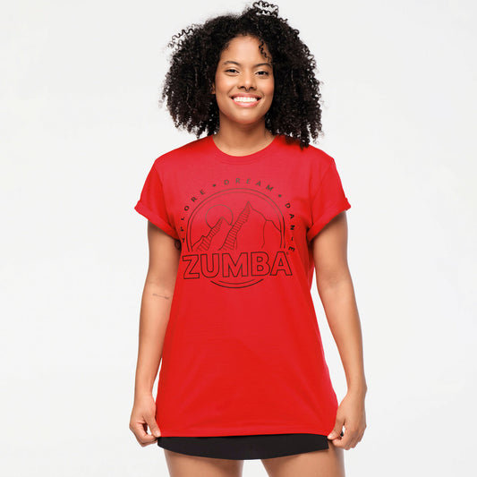 Zumba Explore Crew Neck Tee - Viva La Red