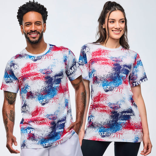 Apres Zumba Unisex Crew Neck Tee - Blue/White