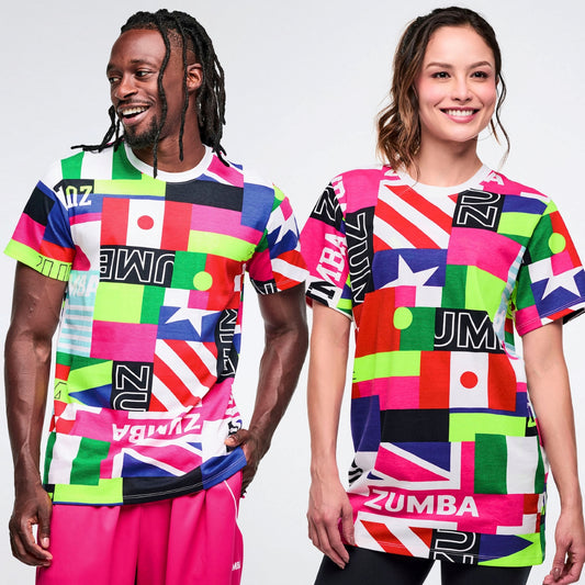 Worldwide Unisex Crew Neck Tee - White/Pink Z3T000396