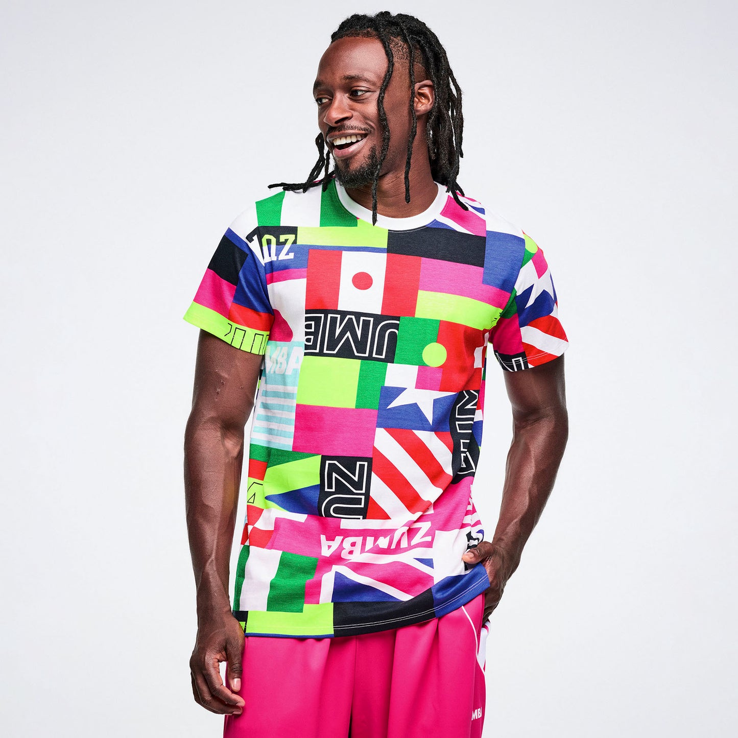 Worldwide Unisex Crew Neck Tee - White/Pink Z3T000396